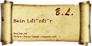 Bein Lázár névjegykártya
